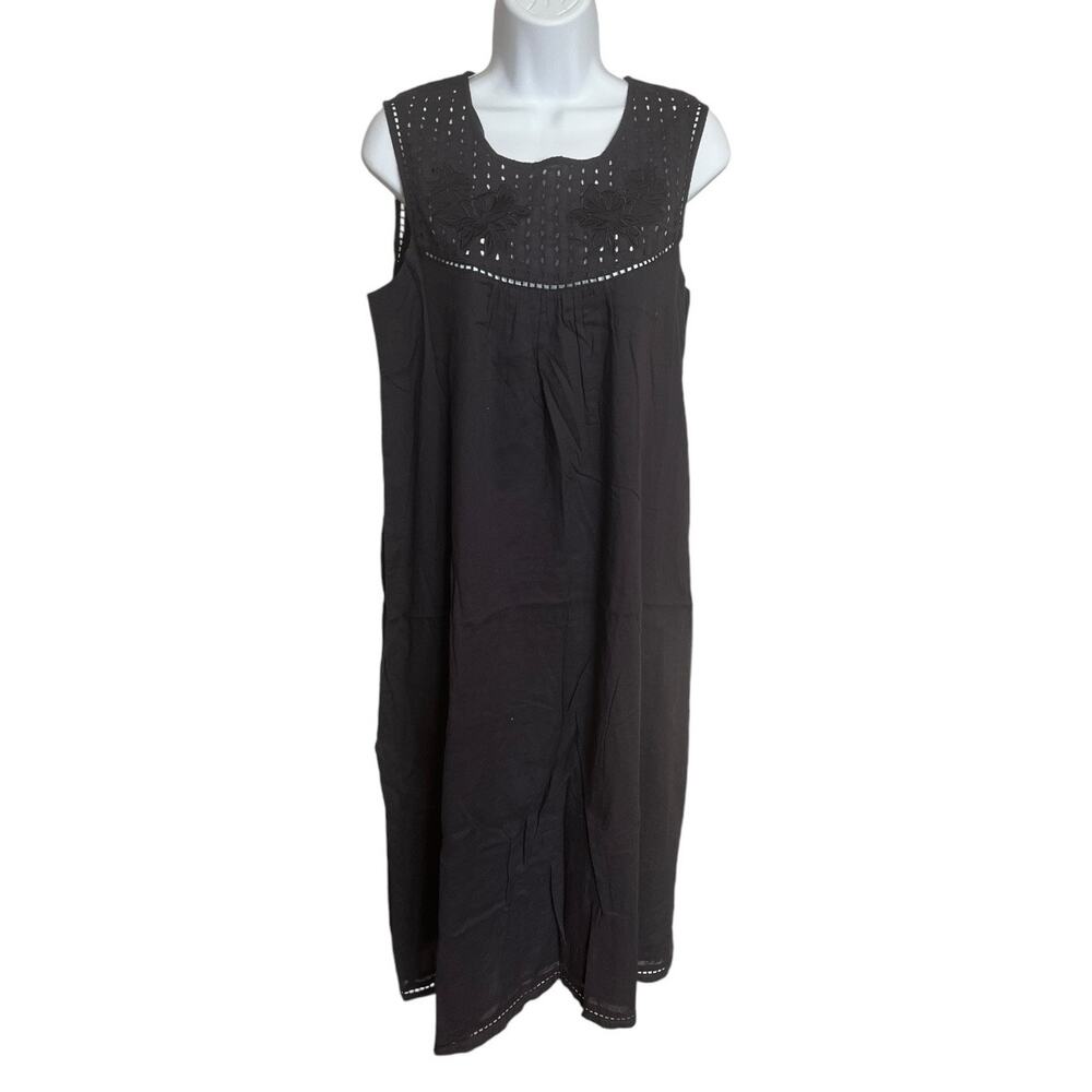 World Market black sleeveless crochet floral eyelet midi dress S/M